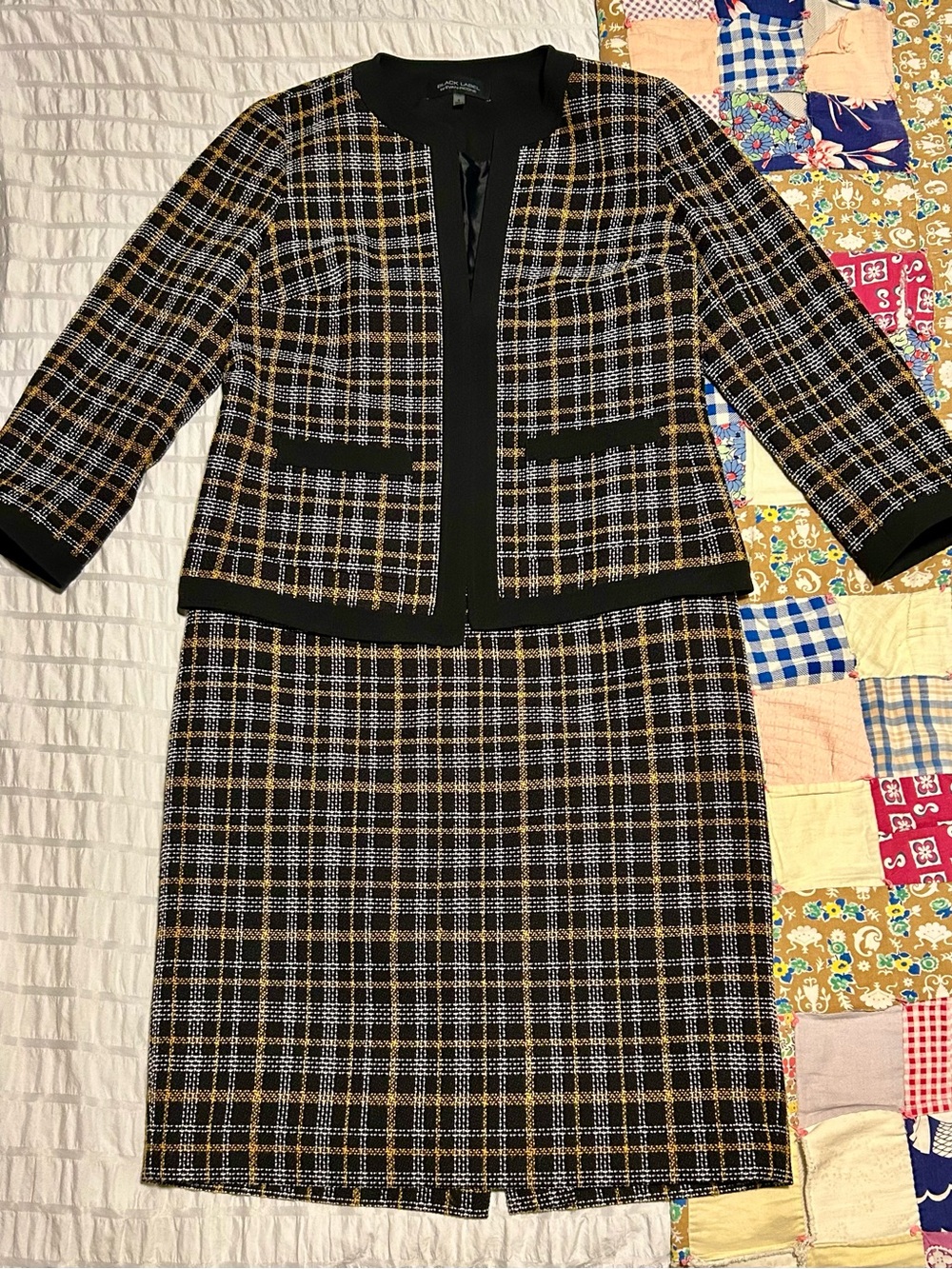 Timeless Black & Gold Plaid Women's Skirt Set